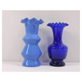 Vintage Blue Glass Vases  Milk Glass & Cobalt