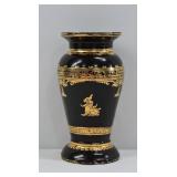 Vtg Lacquer Wood Vase Greek Etruscan Style