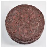 Chinese Carved Cinnabar Lacquer Box 9 Dragons