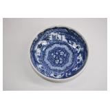 Antique Chinese Blue & White Porcelain Bowl 9'
