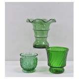 Vintage Green Glass Vase Collection