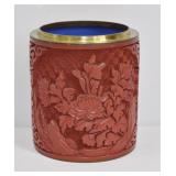 Chinese Cinnabar Style Carved Brush Pot