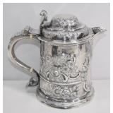 Antique Victorian Sterling Silver Lidded Tankard