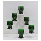 6 Vtg AH Georgian Emerald Green Lowball Glasses