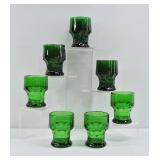 7 Vtg Georgian Emerald Green Lowball Glasses