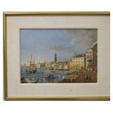 Alberto Terrini Venetian Harbor Scene Painting