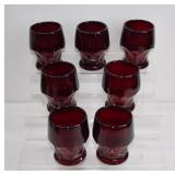 7 Royal Ruby Glass Georgian Tumblers 4.25'