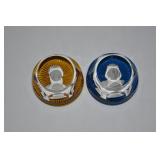 Pair Baccarat Crystal Sulphide Paperweights