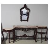 4 pcs  Hall Set w/ Mirror & Tables - Marble Top