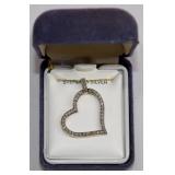 Genuine Diamond Heart Pendant Gold Over Silver