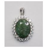 Zambian Emerald & Cubic Zirconia Pendant