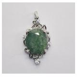 Zambian Emerald 7ct Silver Pendant Appraised