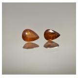 Natural Spessartite Garnet Pair 8.11ct Pear Cut