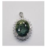 925 Sterling Silver Emerald Oval Cut Pendant