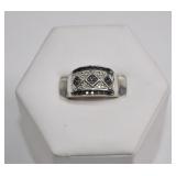 Sterling Ring w/ 33 Black & White Diamonds
