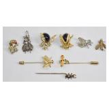 Vintage Insect Pins & Stick Pin Lot (9)