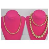 Two Vintage Gold-Tone Bead Necklaces