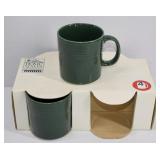 4 New Green Stoneware Mugs in Box