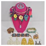 Vintage Costume Jewelry Lot w Floral Necklace