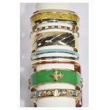 7 Vintage Enamel & Gold Tone Bracelets / Bangles