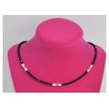 14K Gold Clasp Onyx & Pearl Necklace