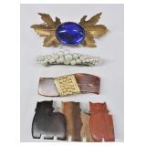 Vintage Hair Barrette Lot w Cats & Pearl