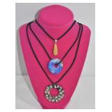 Stone Pendant Necklaces (3) Lot