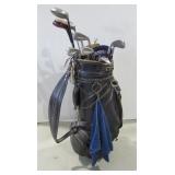 Golf Club Set w Leather Carry Bag & Mixed Clubs
