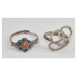 Sterling & 14K Ring Pair