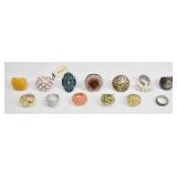 13 Costume Rings - Mixed Styles & Materials