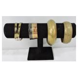 4pc Brass Tone Bangle Bracelet Lot
