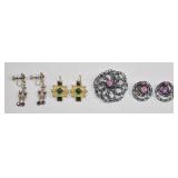 Barclay Brooch & Clip Earrings Lot