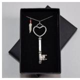 Sterling Heart Key Pendant Necklace