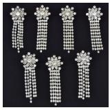 7 Vintage Rhinestone Dangle Brooches