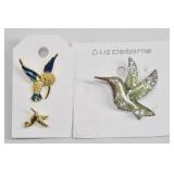 Hummingbird Enamel & Rhinestone Pin Lot
