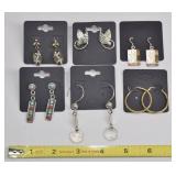 6 Pairs Sterling Silver Earrings