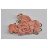 Carved Coral Rose Clasp 925 Sterling