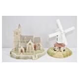 Lilliput Lane Church & Windmill, 2 Pcs