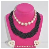 Vintage Faux Pearl & Beaded Necklace Lot