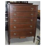 Vintage Mahogany Five-Drawer Chest of Drawers