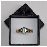 9K Gold Blue Topaz Ring