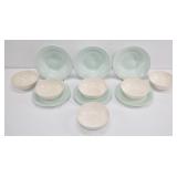 IKEA Green & Cream Dish Set 12pc