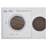 1861 NB & 1899 Canada Large Cent Pair