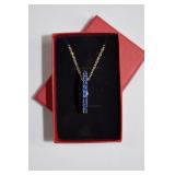 Blue CZ Circle 925 Pendant Necklace