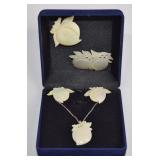 MOP Peach Jewelry Set w Sterling Chain