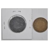 1916 Cent & 1820 Half Penny Token Pair