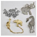 Vintage Safari Animal Brooch Lot