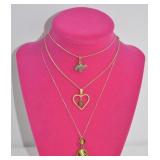 Gold Tone Pendant Necklace Trio