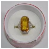 Vintage Amber Glass Statement Ring