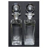 Pair of Clear Glass Decanters with Ball Stopper